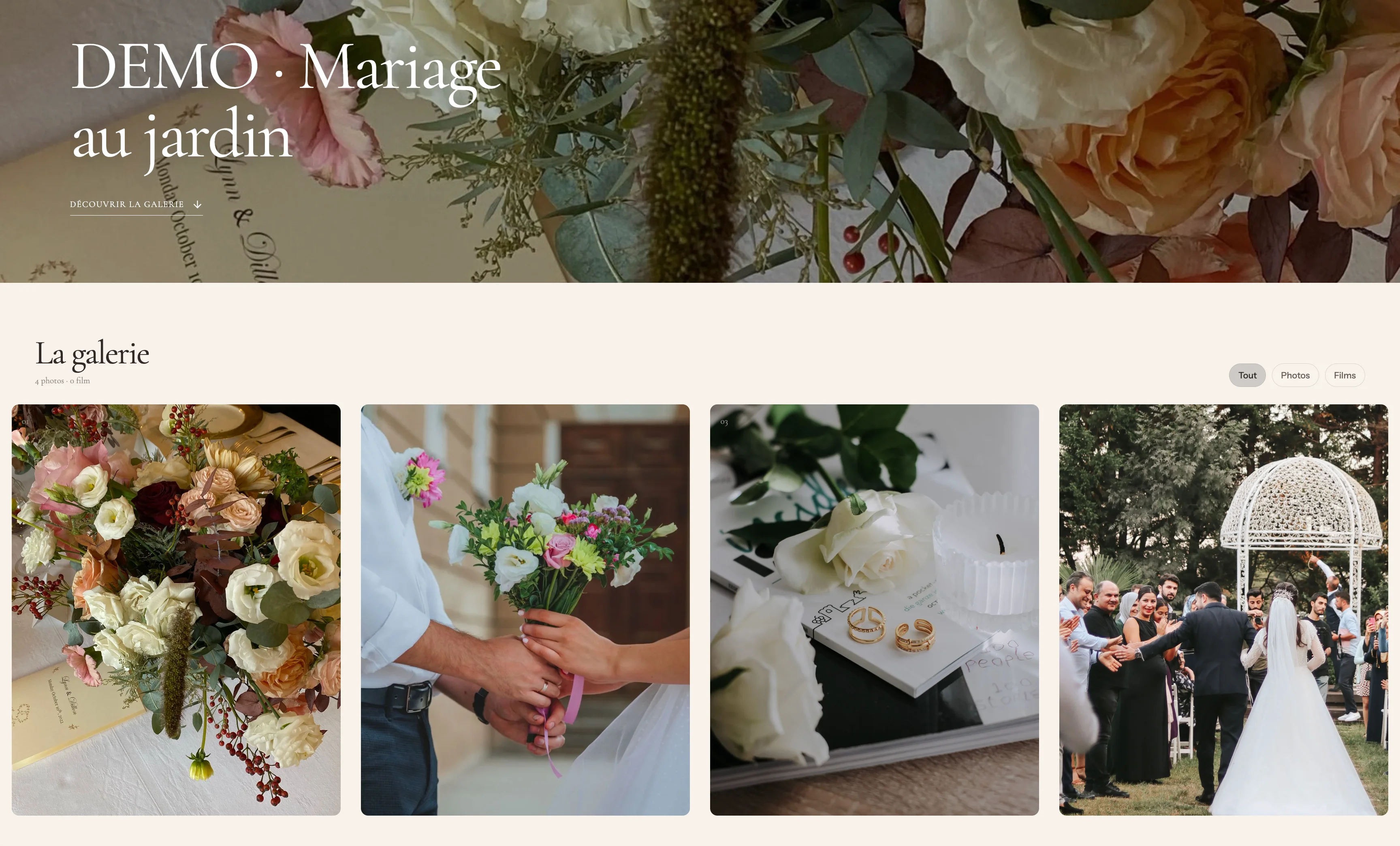 Galerie photo Opale pour un projet de mariage et de composition florale