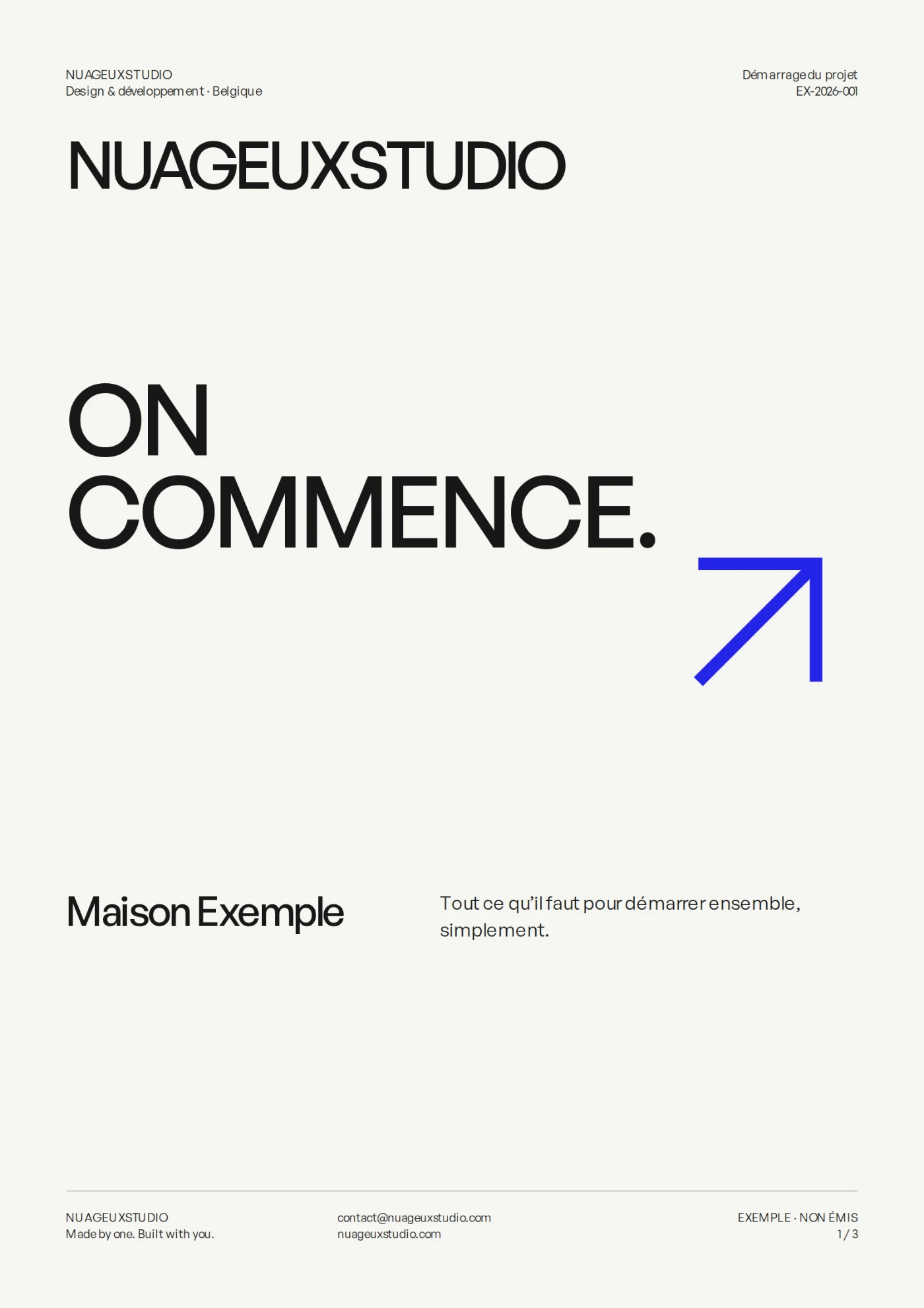 Couverture du document de démarrage NUAGEUXSTUDIO : On commence.
