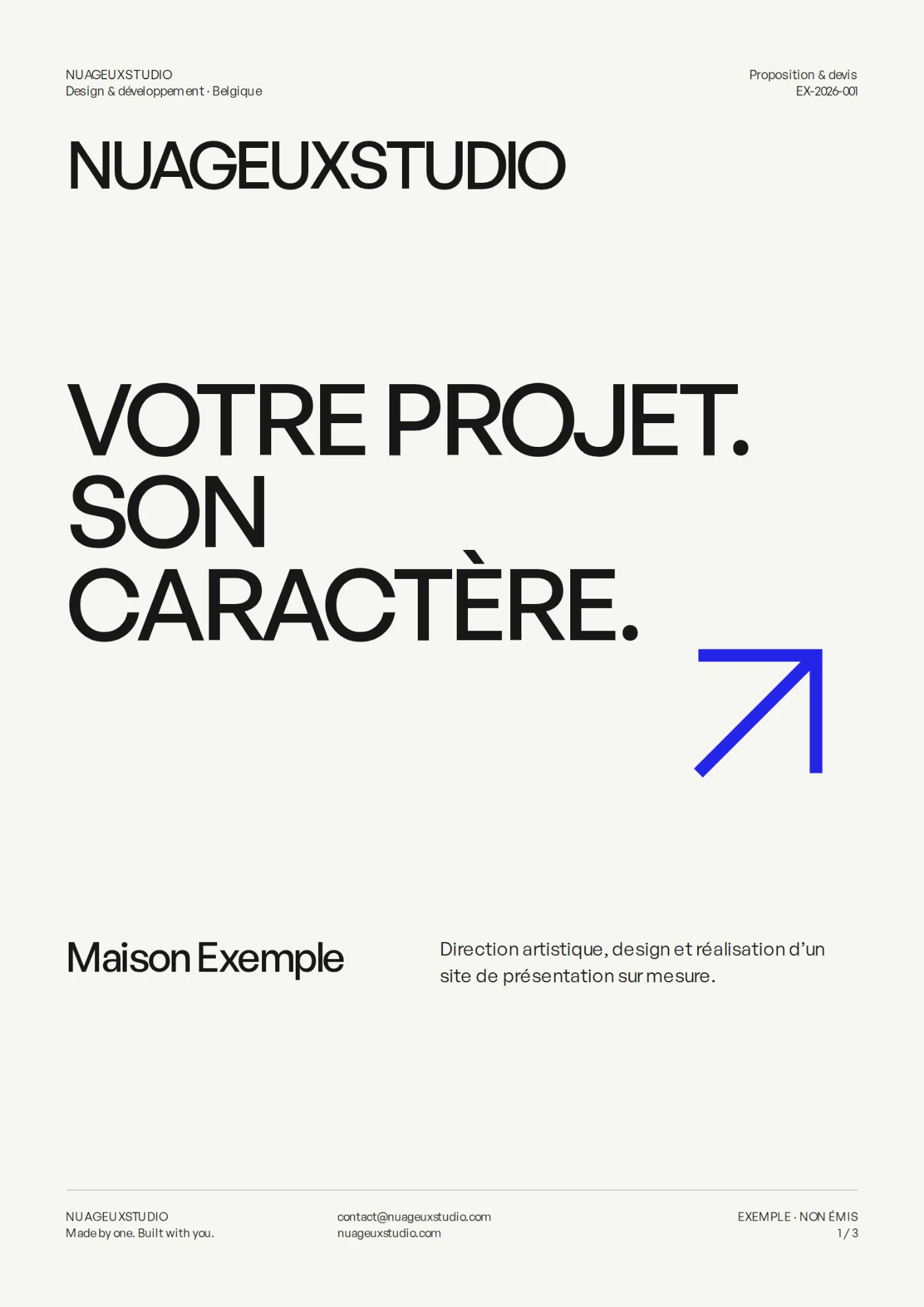 Couverture de proposition NUAGEUXSTUDIO : Votre projet. Son caractère.